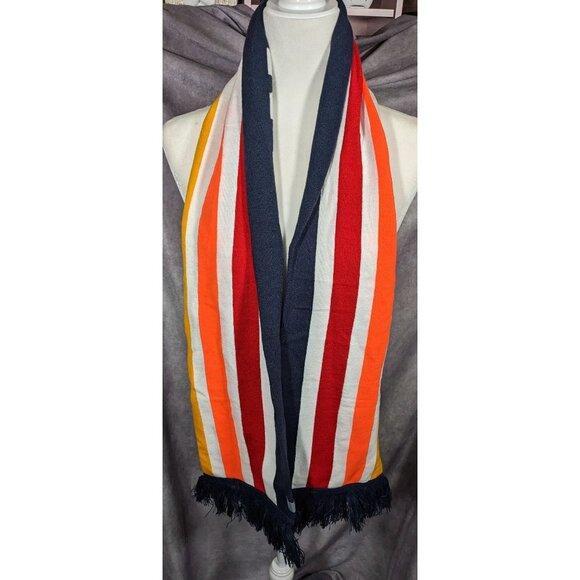 Town Pool Nantucket Navy And Striped Reversible Winter Scarf - Picture 7 of 9